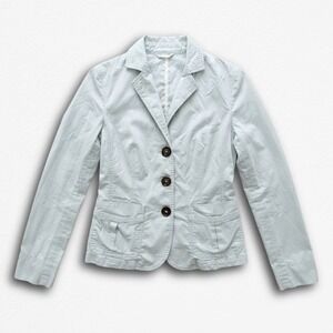 Yishion Light Blue Cotton 3 Button Blazer Jacket Size M Casual Professional